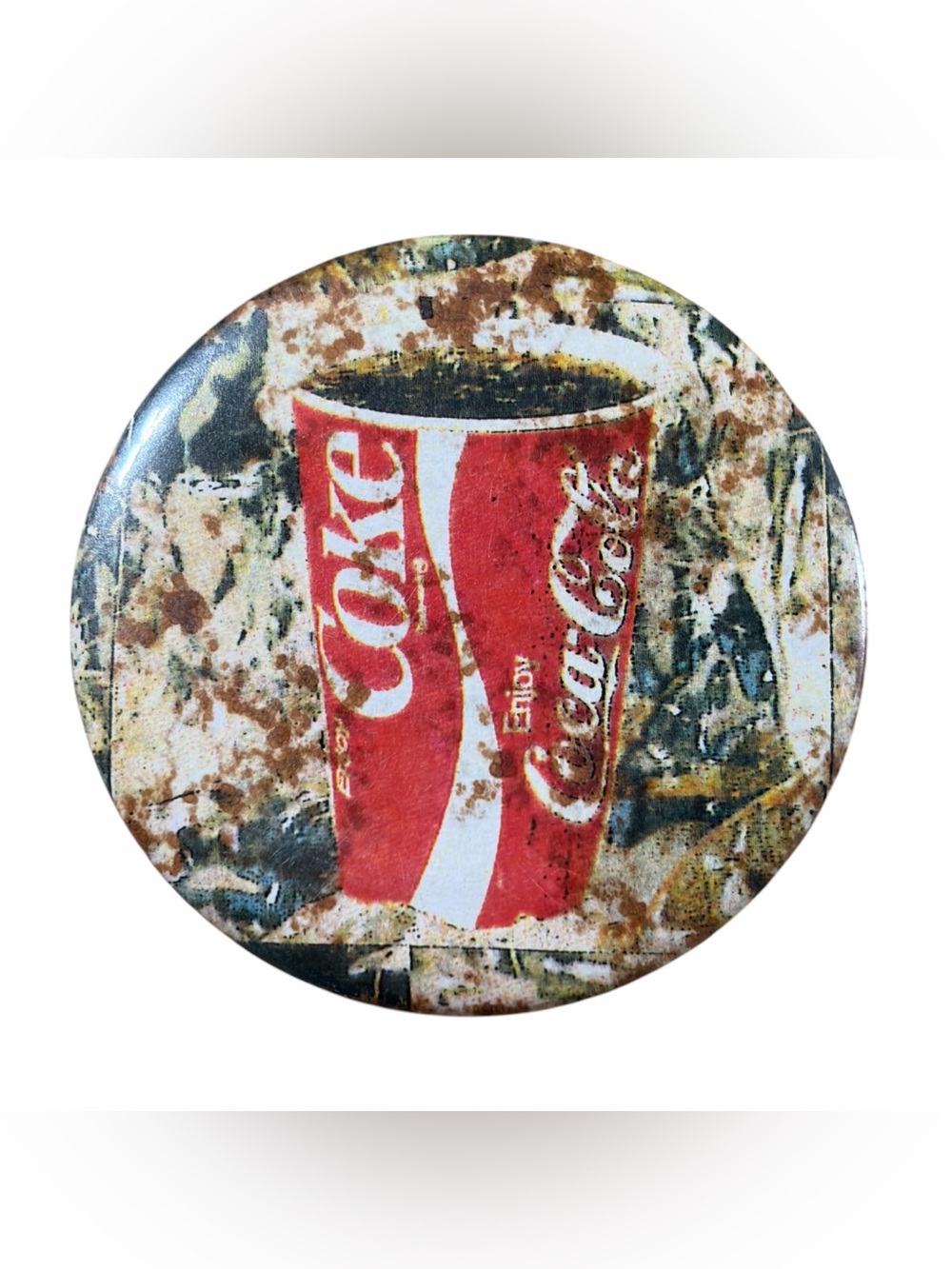 Vintage Coke Soda Cup Pinback Button Coca-Cola Collectible